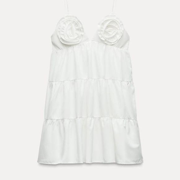 POPLIN DRESS WITH TEXTURED FLOWERS - Picture 6 of 9